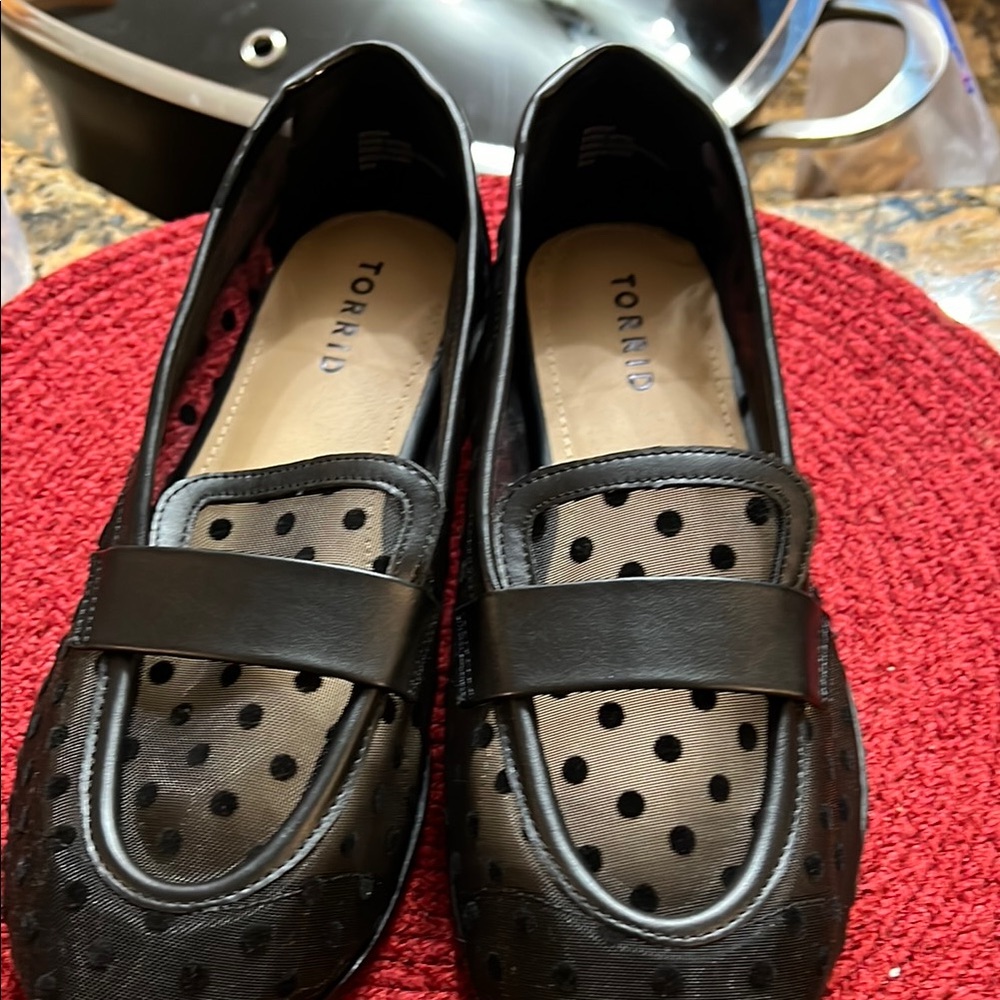 Torrid Black Perforated Loafers with Strap